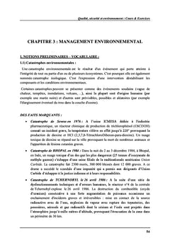 Qualite, Securite et environnement : Cours & exercices
