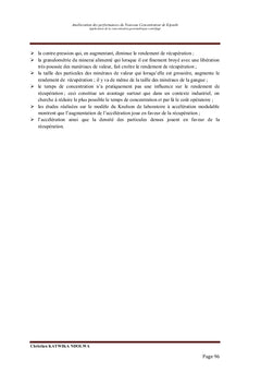Amélioration des performances du Nouveau Concentrateur de Kipushi
