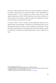 Effectivite des droits de l'enfant et conflit arme interne en Afrique