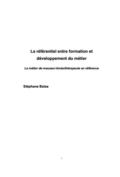 Le referentiel entre formation et developpement du metier