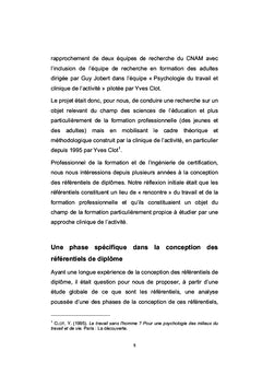 Le referentiel entre formation et developpement du metier