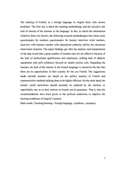 Enseignement/Apprentissage du français langue étrangère en Angola
