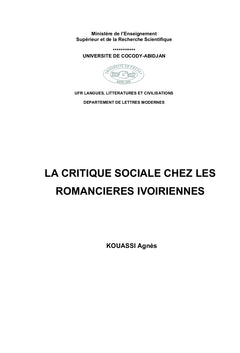 La critique sociale chez les romancières ivoiriennes