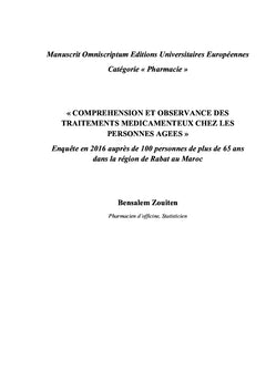 Compréhension et Observance des traitements médicamenteux chez les personnes âgées