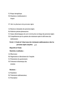 Compréhension et Observance des traitements médicamenteux chez les personnes âgées