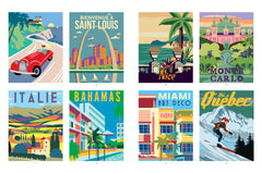 Affiches rétros - 40 coloriages mystère