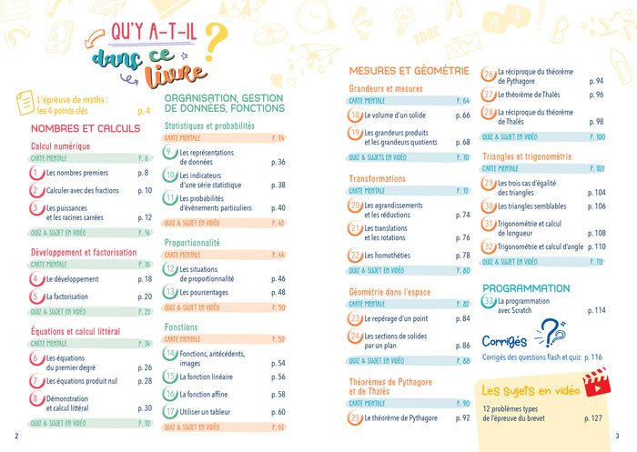 Mon brevet Maths en studyfiches - 3e