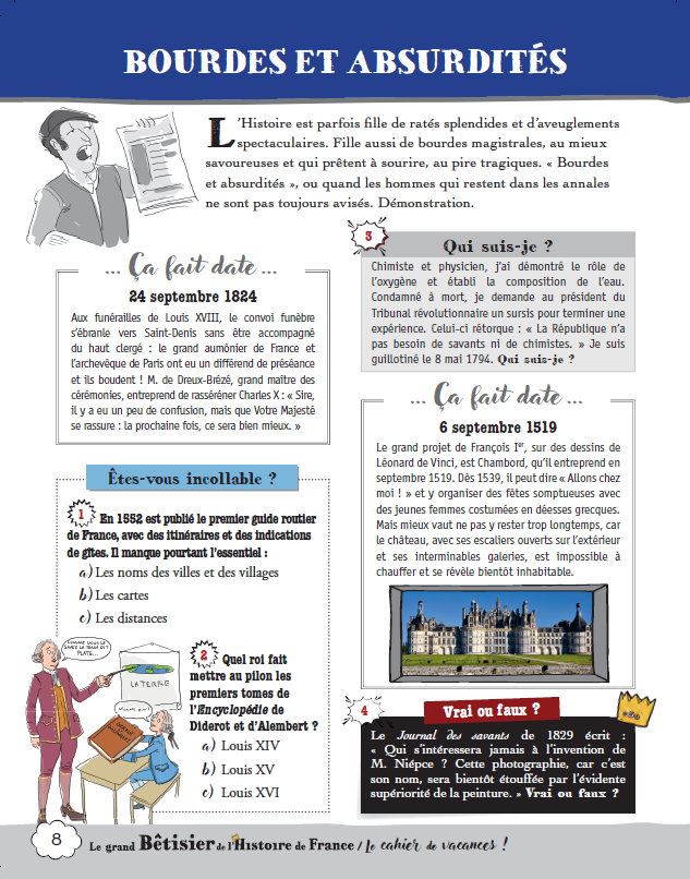 Cahier de vacances adultes - spécial Grand bêtisier de l'histoire de France
