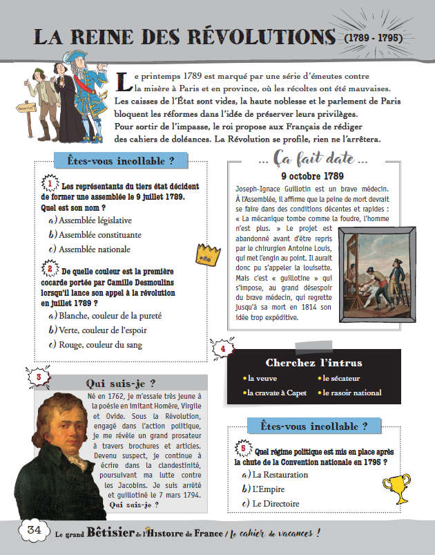 Cahier de vacances adultes - spécial Grand bêtisier de l'histoire de France