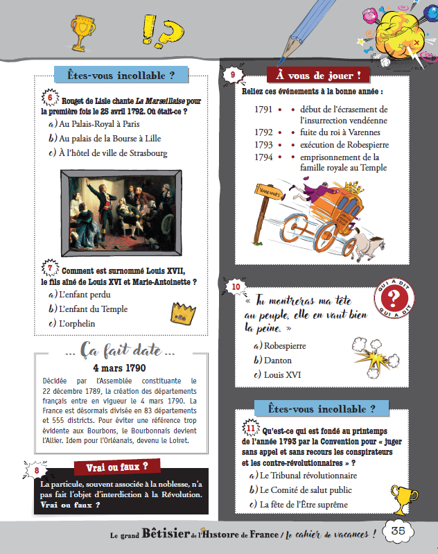 Cahier de vacances adultes - spécial Grand bêtisier de l'histoire de France