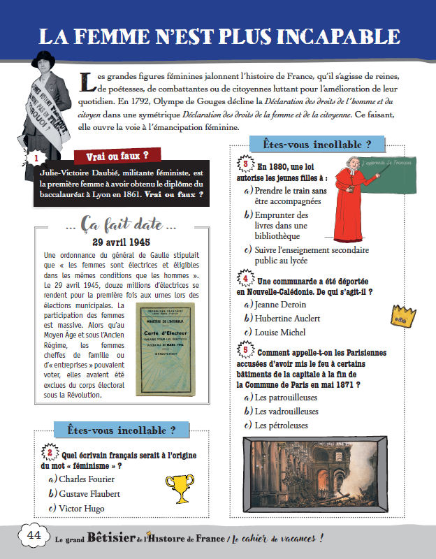 Cahier de vacances adultes - spécial Grand bêtisier de l'histoire de France