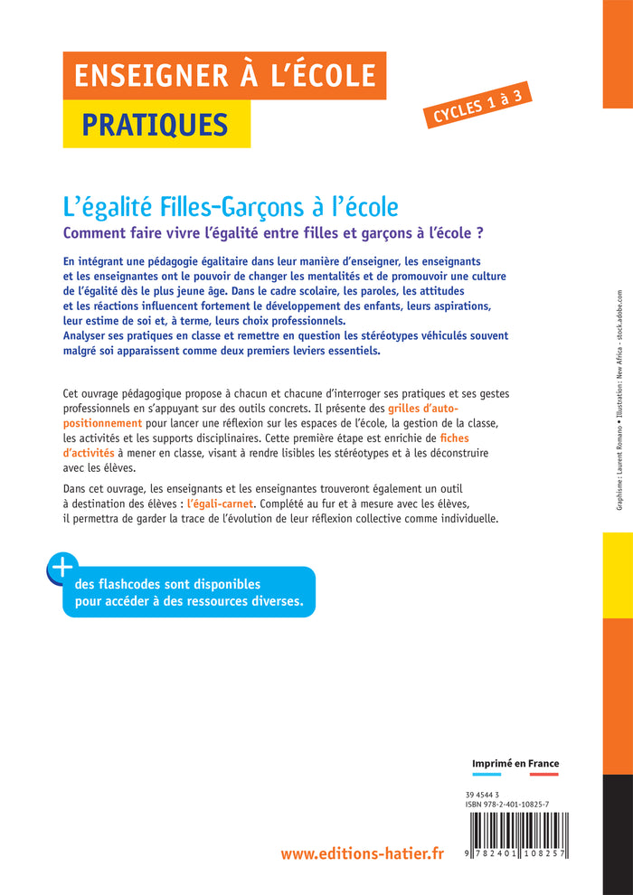 Enseigner pratiques -  L'égalité Filles-Garçons à l'école - Cycles 1, 2 et 3