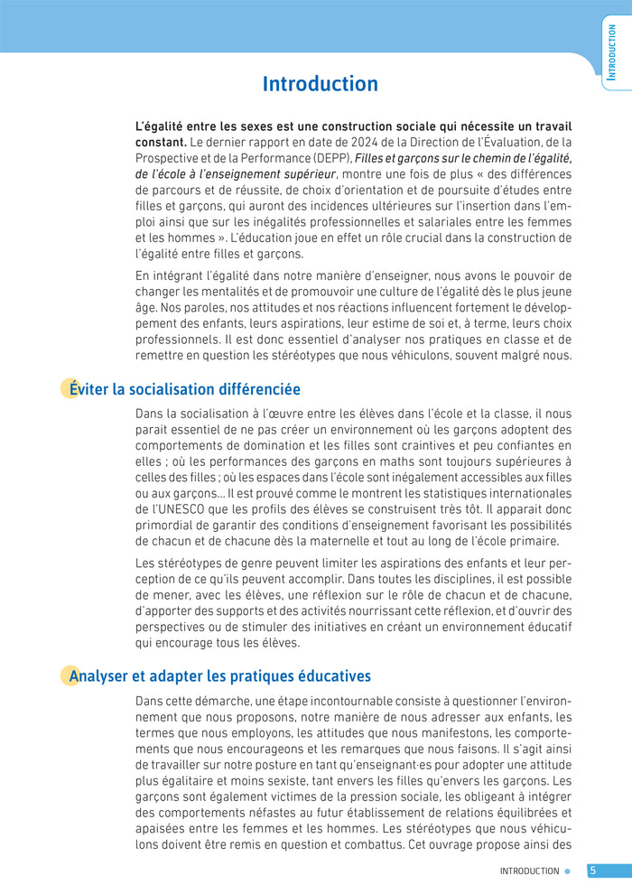Enseigner pratiques -  L'égalité Filles-Garçons à l'école - Cycles 1, 2 et 3