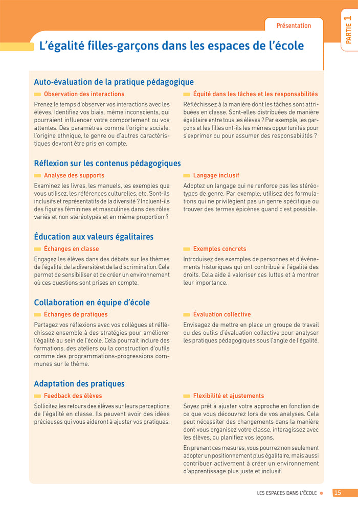 Enseigner pratiques -  L'égalité Filles-Garçons à l'école - Cycles 1, 2 et 3