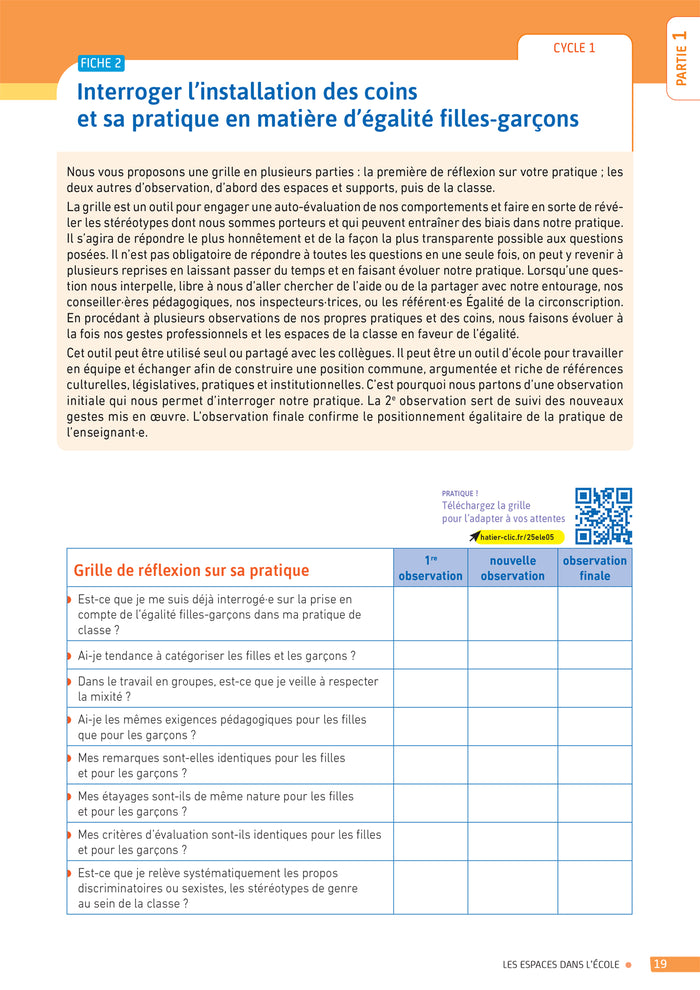 Enseigner pratiques -  L'égalité Filles-Garçons à l'école - Cycles 1, 2 et 3