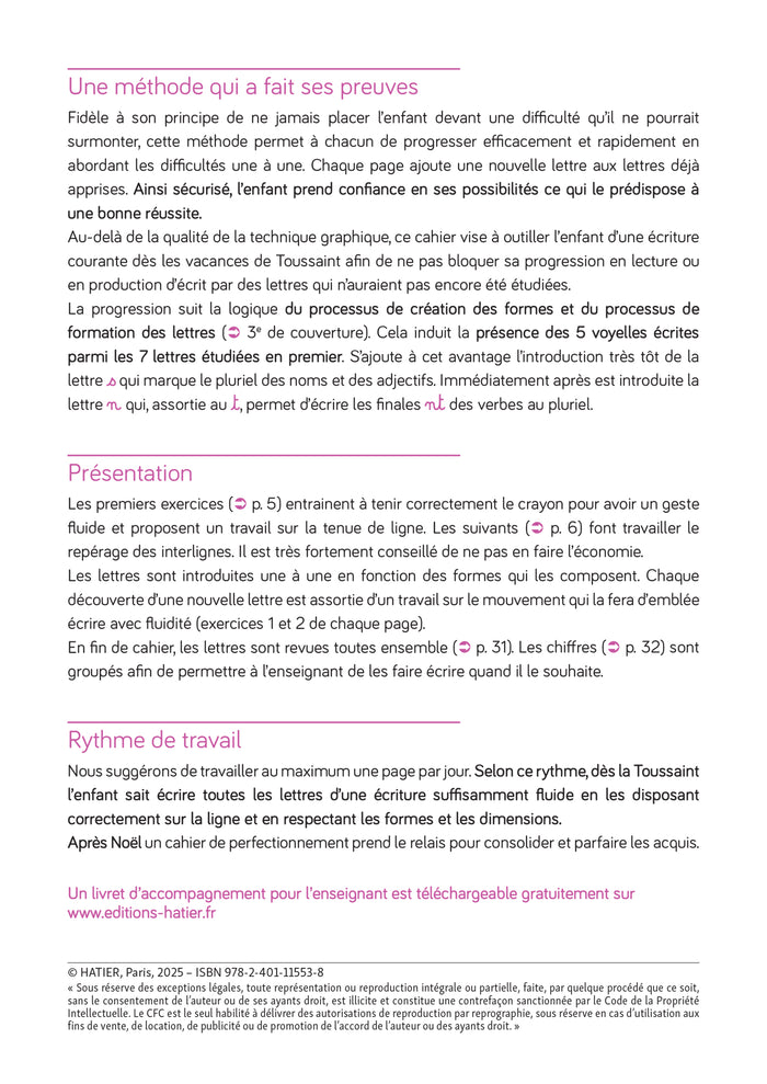 Les cahiers d'écriture CP - Cahier n° 1 Apprentissage