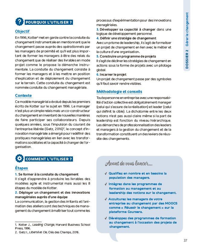 La boite à outils de la conduite du changement