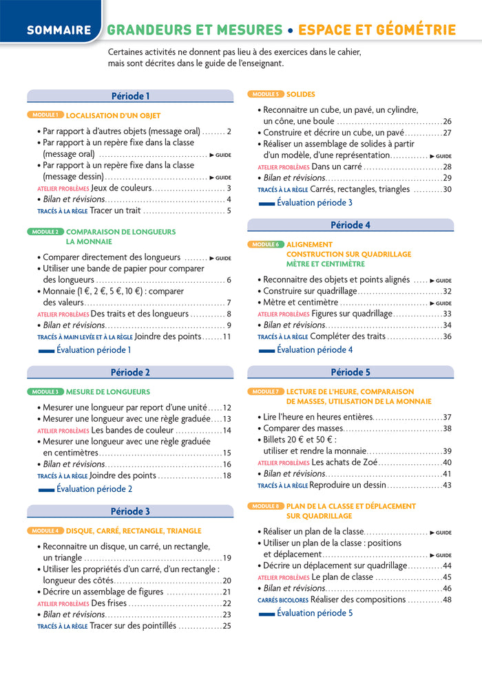 Cap Maths CP - Cahier de Géométrie-Mesure