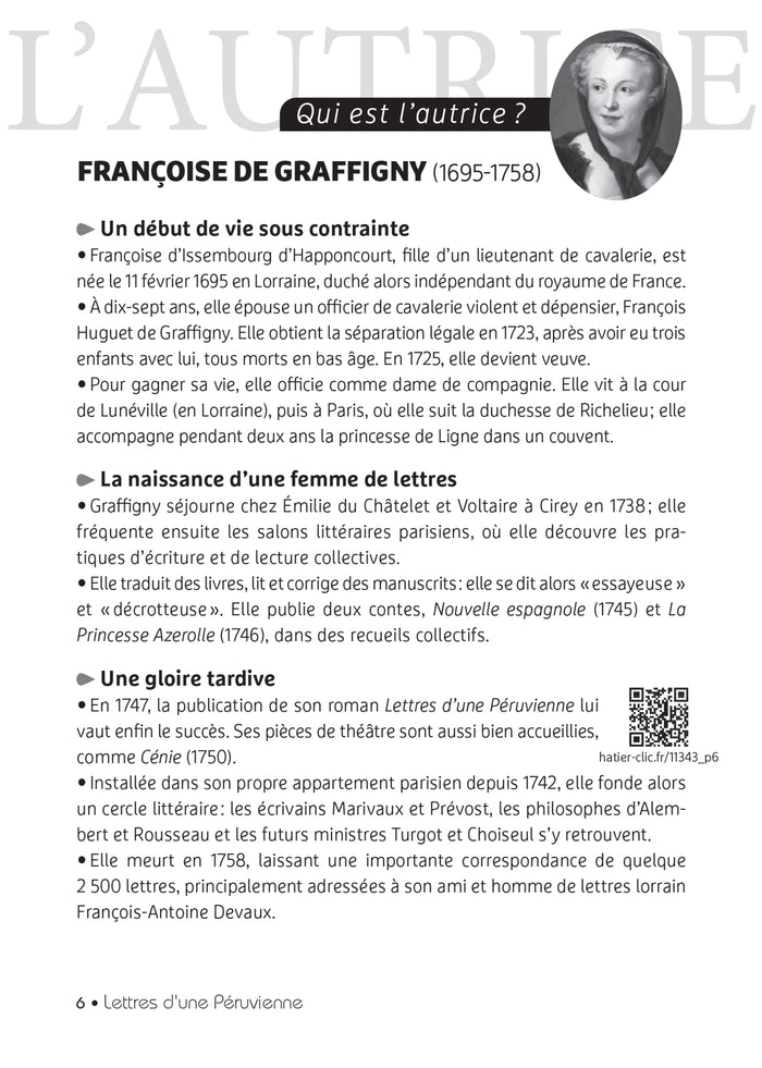 Lettres d'une Péruvienne (oeuvre au programme du Bac de français 2026, 1re)