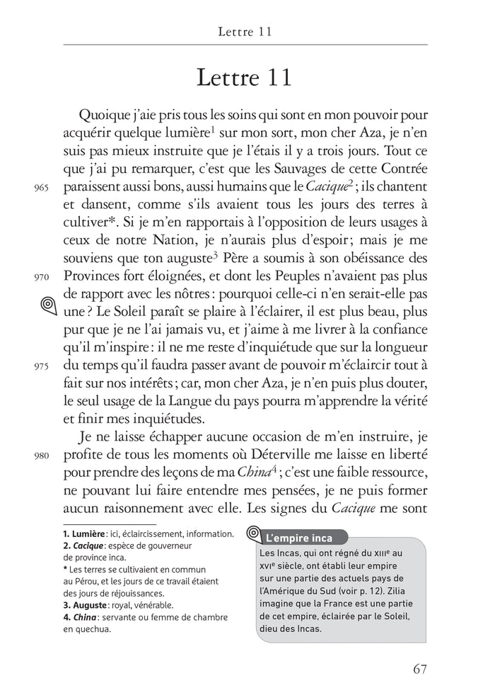 Lettres d'une Péruvienne (oeuvre au programme du Bac de français 2026, 1re)