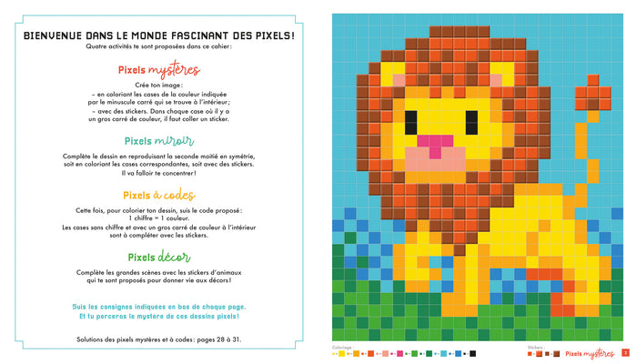 Colos pixels et stickers - oh, les animaux !