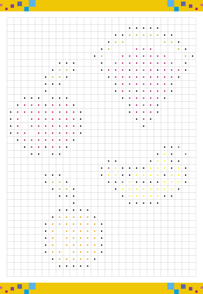 Coloriages mystères pixels avec 10 crayons de couleur