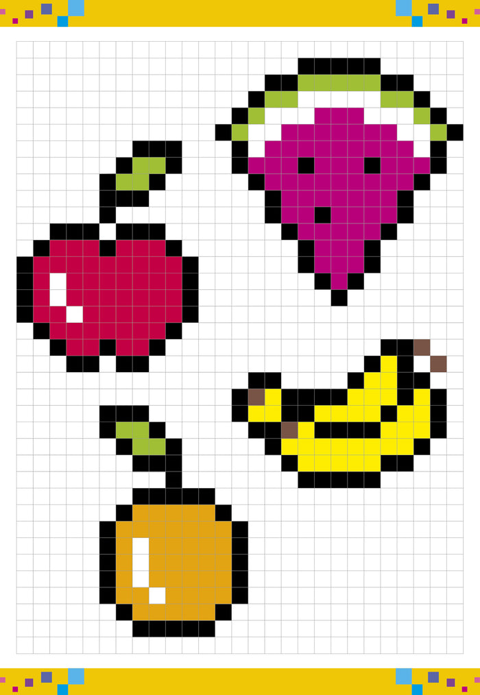 Coloriages mystères pixels avec 10 crayons de couleur