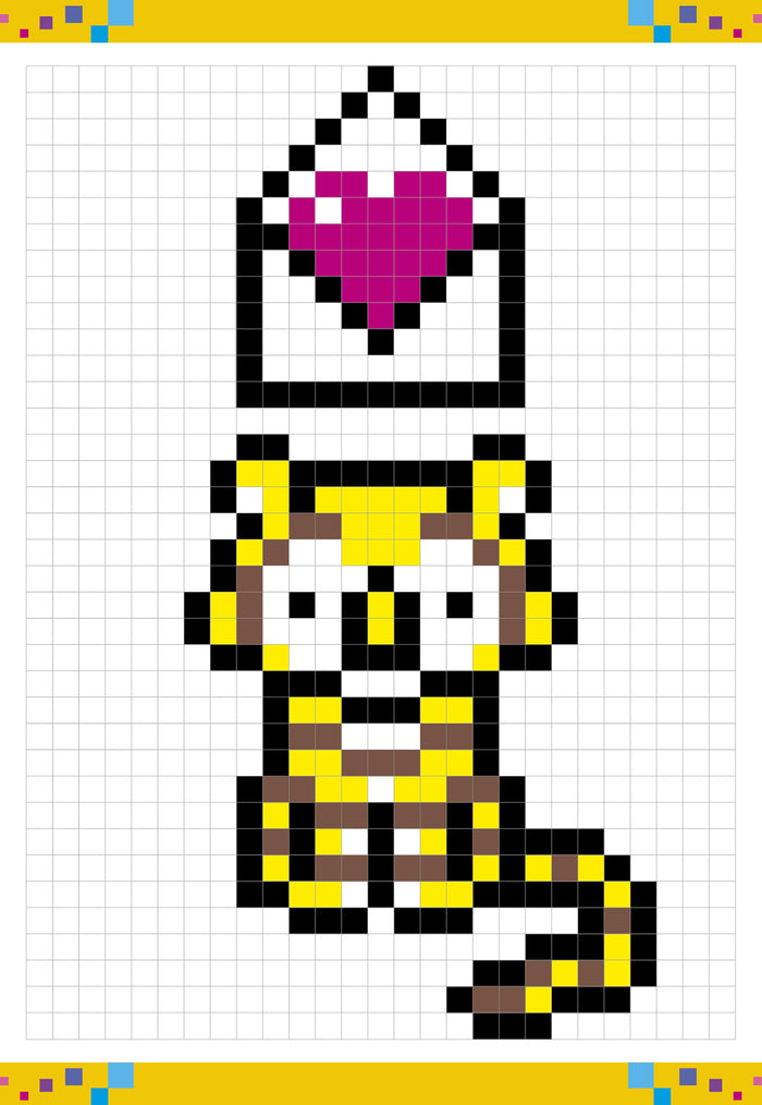 Coloriages mystères pixels avec 10 crayons de couleur