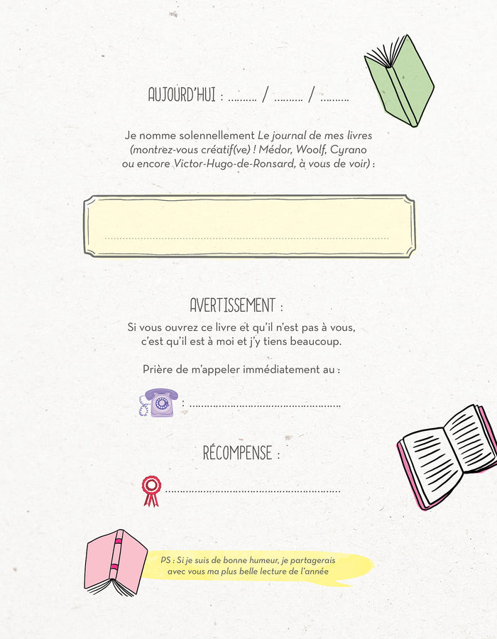 Bibliothérapie - le journal de mes livres: Un carnet à compléter