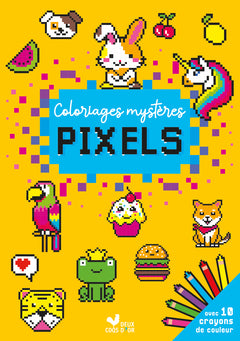 Coloriages mystères pixels avec 10 crayons de couleur