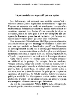 Construire la paix sociale : un appel à l'action pour une société inclusive