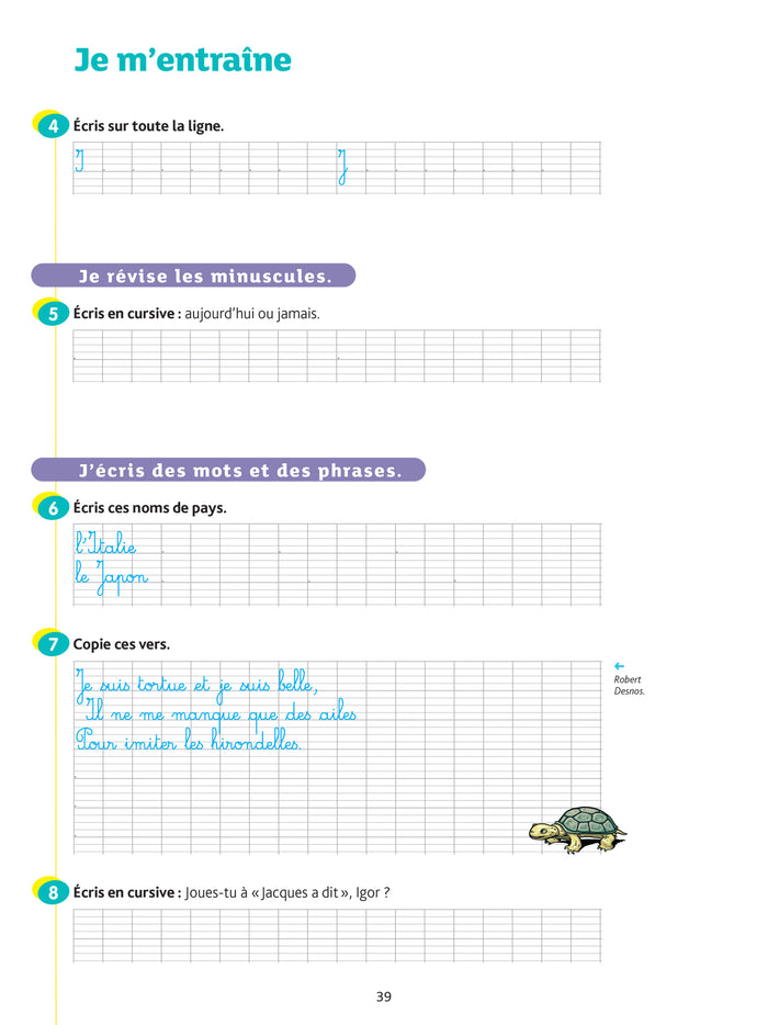 Ecriture CE1 - Cahier de soutien nouveau programme