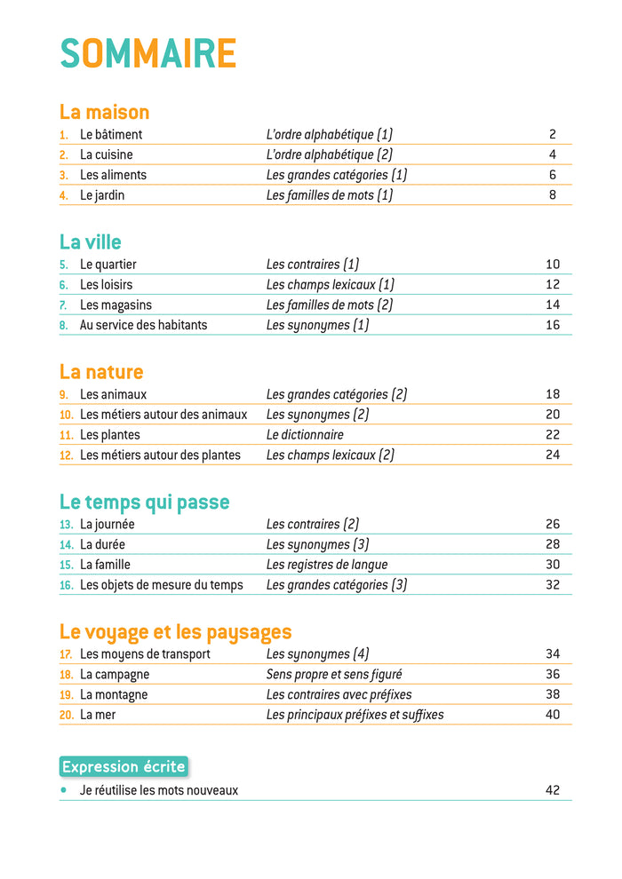 En route pour le vocabulaire ! CE1