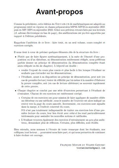 Maths Tout-en-un MP/MP*-MPI/MPI* - 7e éd.