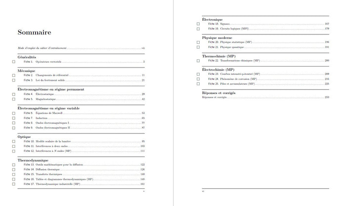Cahier d'entrainement en physique-chimie MP-MPI