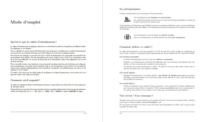 Cahier d'entrainement en physique-chimie MP-MPI