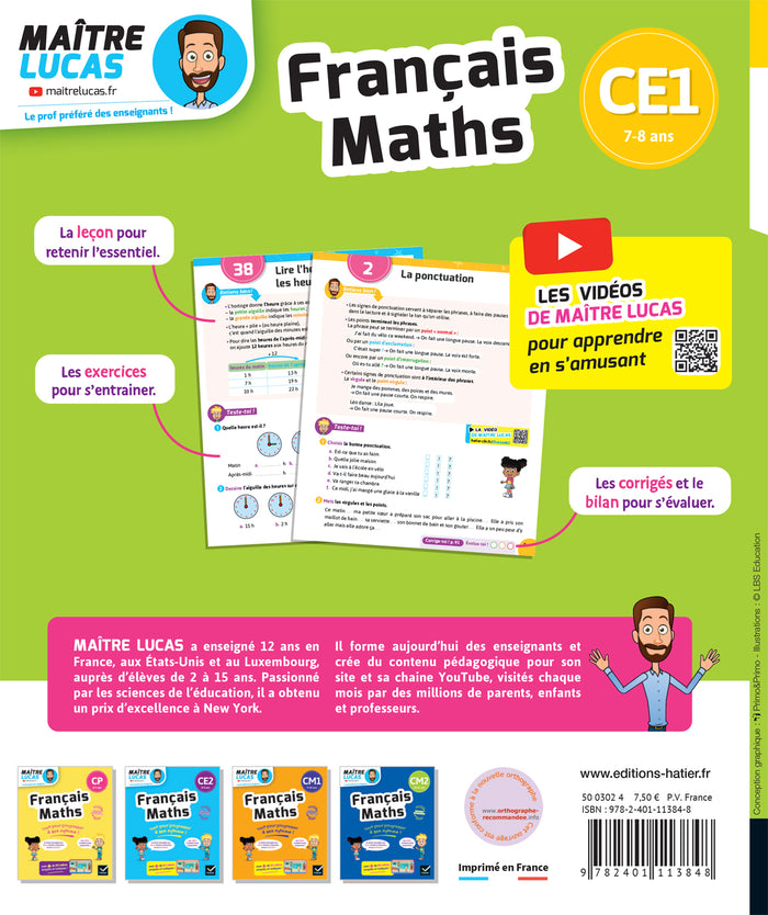 Français et Maths CE1 - Nouveau programme - Cahier de soutien avec des vidéos