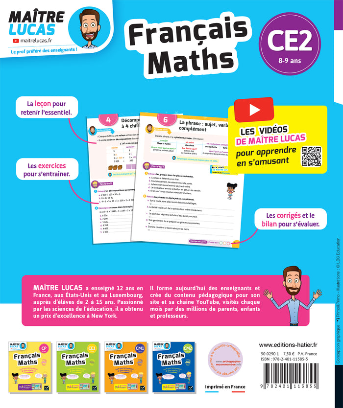 Français et Maths CE2 - Nouveau programme - Cahier de soutien avec des vidéos