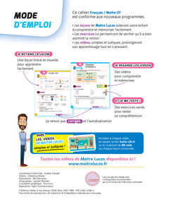 Français et Maths CP - Nouveau programme - Cahier de soutien avec des vidéos