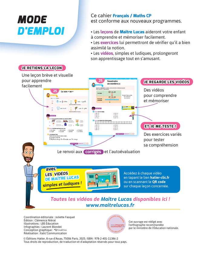 Français et Maths CP - Nouveau programme - Cahier de soutien avec des vidéos