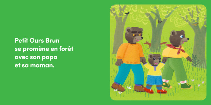 Petit ours brun se promène en forêt