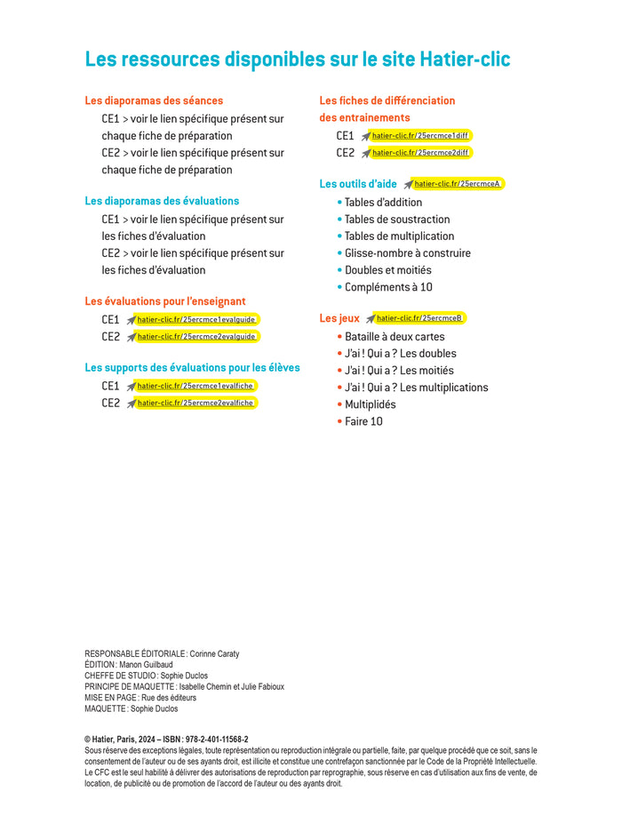 En route pour le calcul mental ! CE - Ed. 2025 - Fichier enseignant