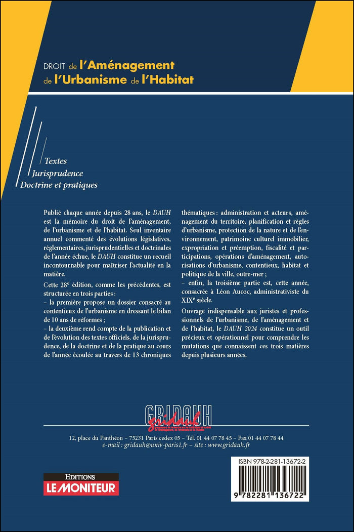 Droit de l'aménagement, de l'urbanisme et de l'habitat 2024