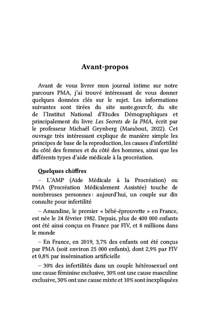 Mon journal intime de PMA (procréation médicalement assistée)