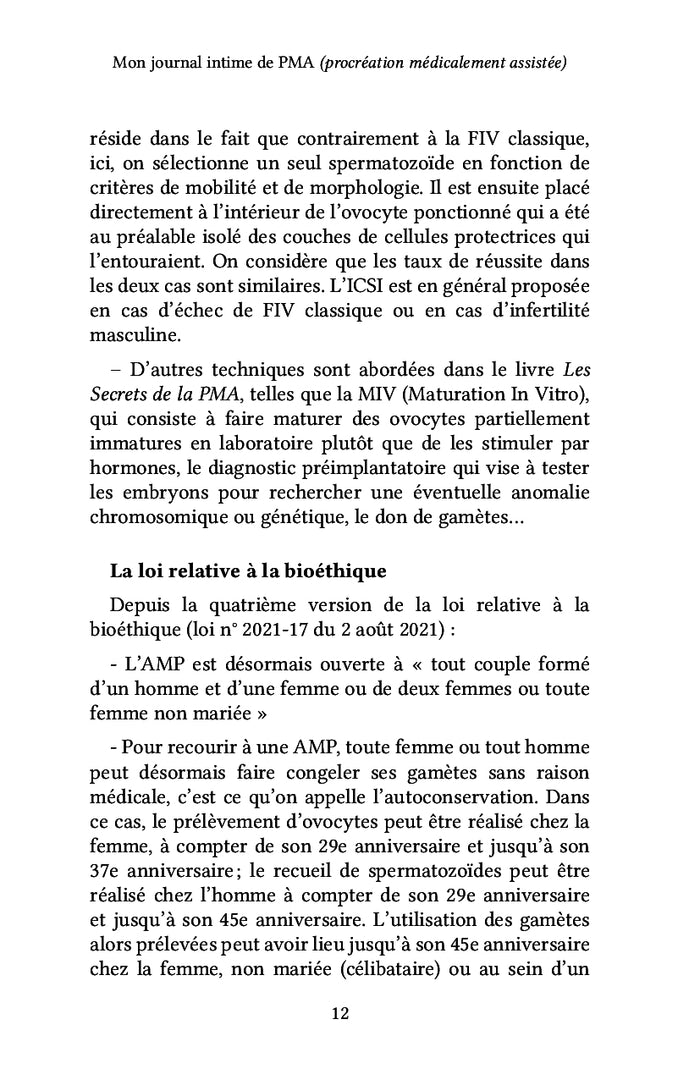 Mon journal intime de PMA (procréation médicalement assistée)