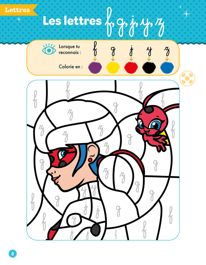Mon cahier de coloriages magiques Miraculous - Lecture et calcul  - Grande Section