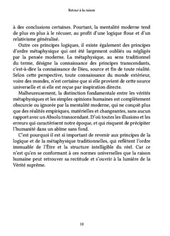 Retour à la raison
