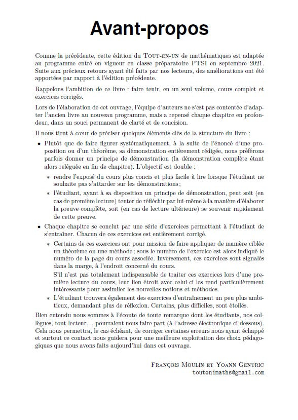 Maths Tout-en-un PTSI - 2e éd.