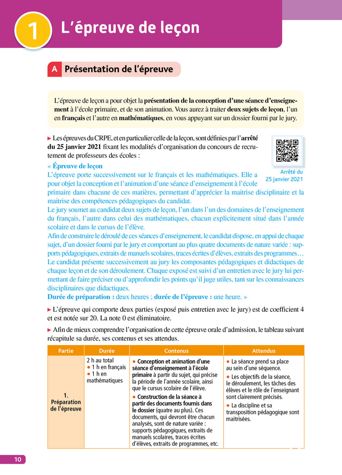 Objectif CRPE 2026-2027 - Français - La leçon - épreuve orale d'admission