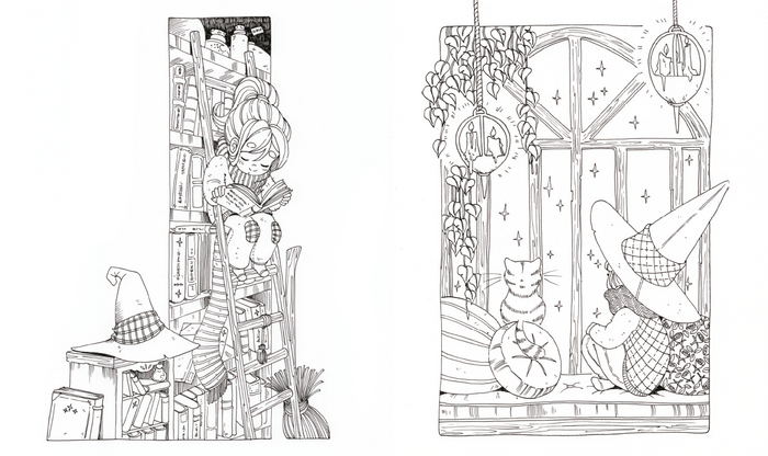 Coloriages - Sorcières et créatures féériques